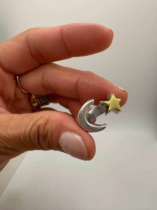 Vintage Moon and Star Mexico 925 Silver Ring - Picture 9 of 14